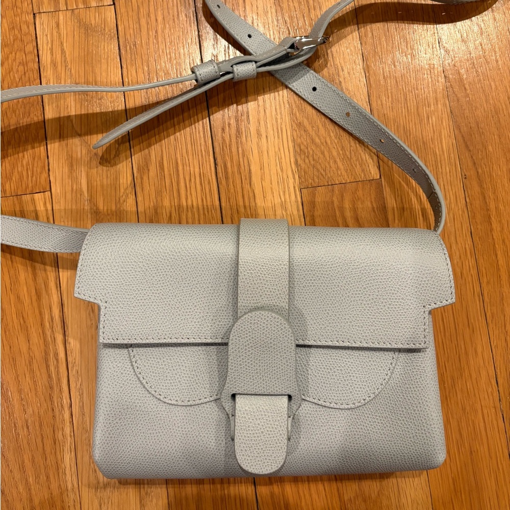 Senreve aria belt bag convertible leather purse light gray/sand silver EUC